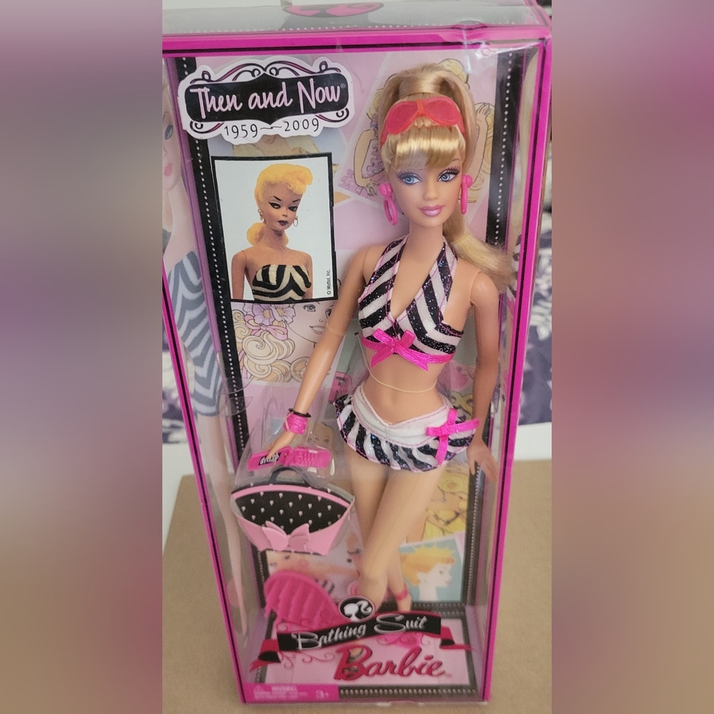 Collector Mattel Barbie Then and Now 50 Years 1959-2009 Bathing Suit Doll